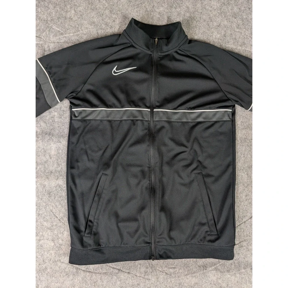 Nike Kids Dri-FIT Soccer Track Jacket Black Full Zip Athletic Warm Up CW6131-010